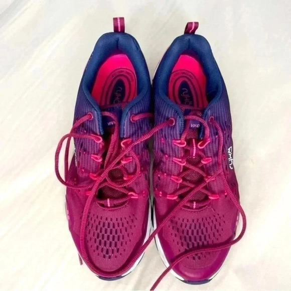 Ryka RZX Women's Vivid Sneakers 10W Raspberry Blue Lace Up Mesh - Picture 3 of 10